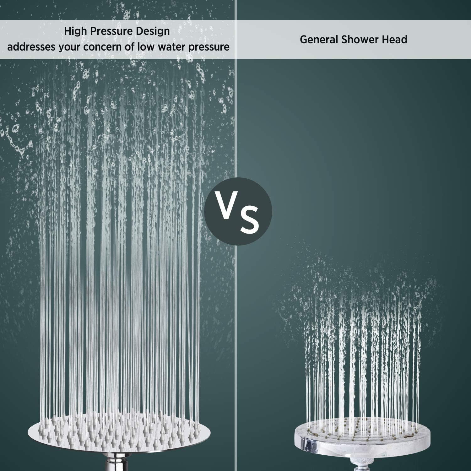 Thumbnail 3 de WOOPHEN 8 Inch High Pressure Rain Shower Head (304 Stainless Steel, Brushed Nickel)