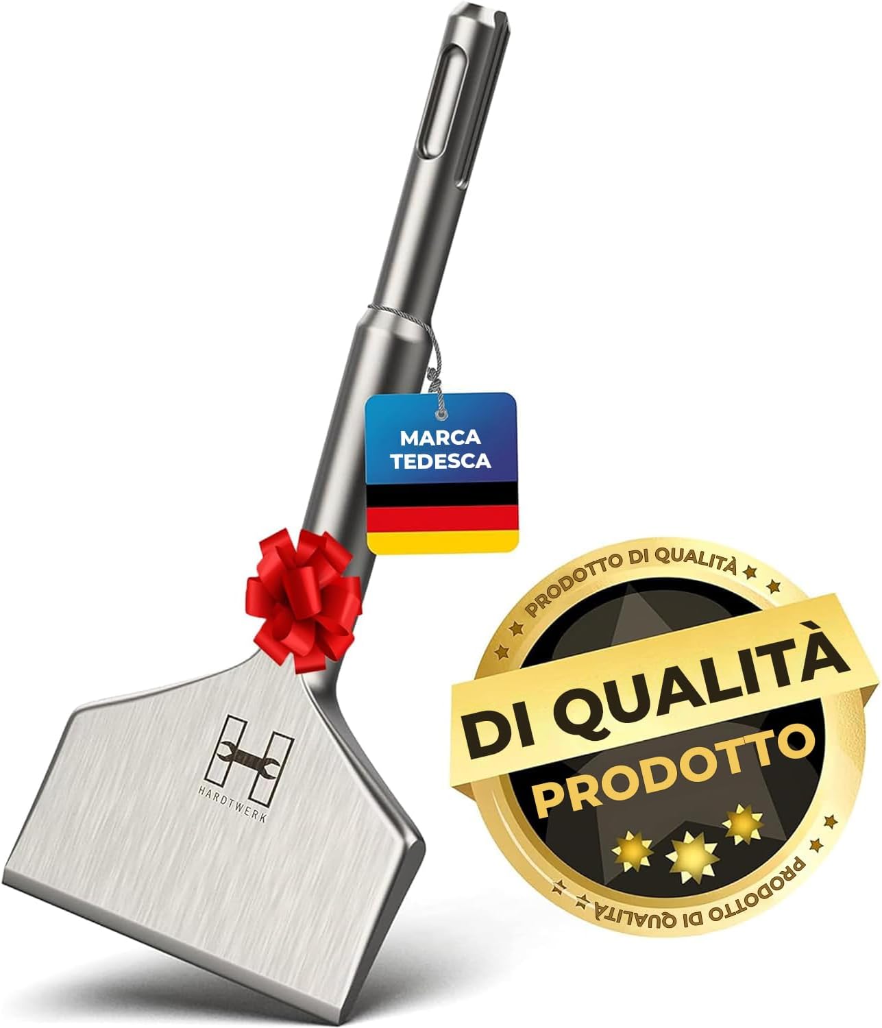 HARDTWERK Scalpello per piastrelle Turbo SDS Plus 165 x 75 mm (piatto lungo per rimuovere piastrelle e colla)