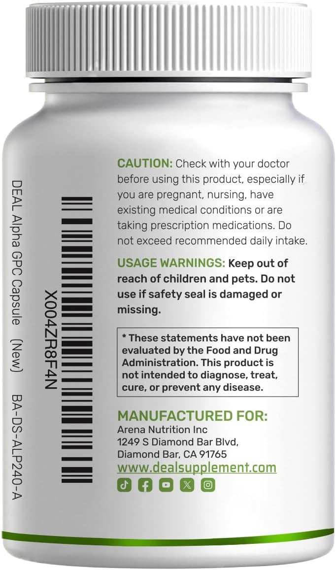Thumbnail 6 de DEAL SUPPLEMENT Alpha GPC Capsules, 600 mg