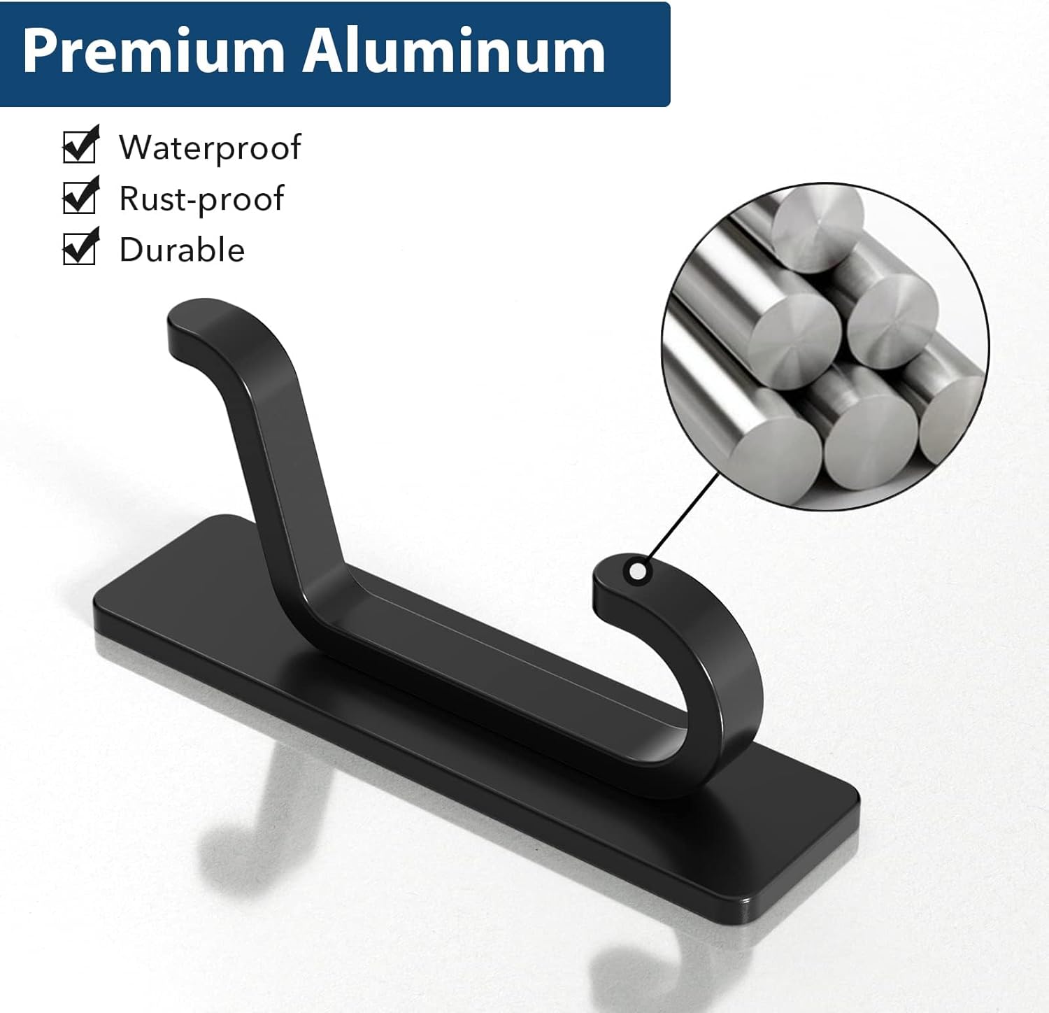 Thumbnail 5 de pickpiff Crochets adhésifs muraux noir double pour salle de bain et cuisine – porte-serviette, sans percer (lot de 6)