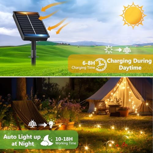 Detalle de FIFlying Solar Lichterkette Außen 14 m mit 120 LEDs – wetterfest IP65
