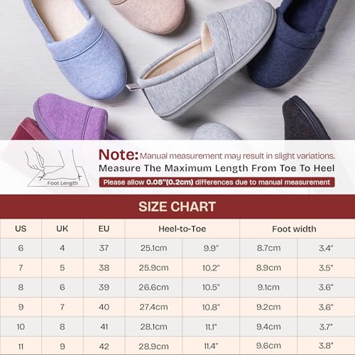 Thumbnail 5 de EverFoams Ladies' Memory Foam Comfort Cotton Knit House Shoes with Anti-Skid Soles (Purple, UK Size 6)