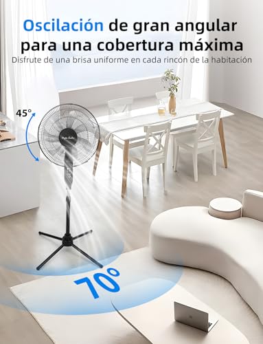 Detalle de Taylor Swoden Ventilador de pie con mando 7 aspas – Potente, silencioso y regulable