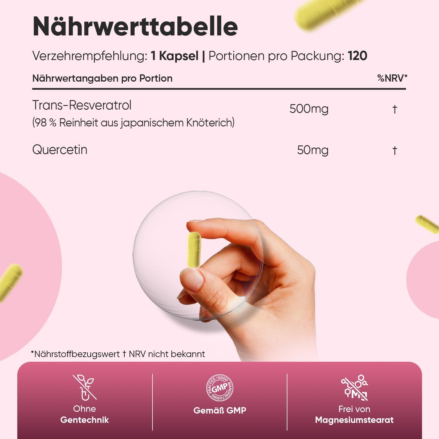 Thumbnail 2 de WeightWorld Trans-Resveratrol mit Quercetin 550 mg (98% japanischer Knöterich) – 120 vegane Kapseln