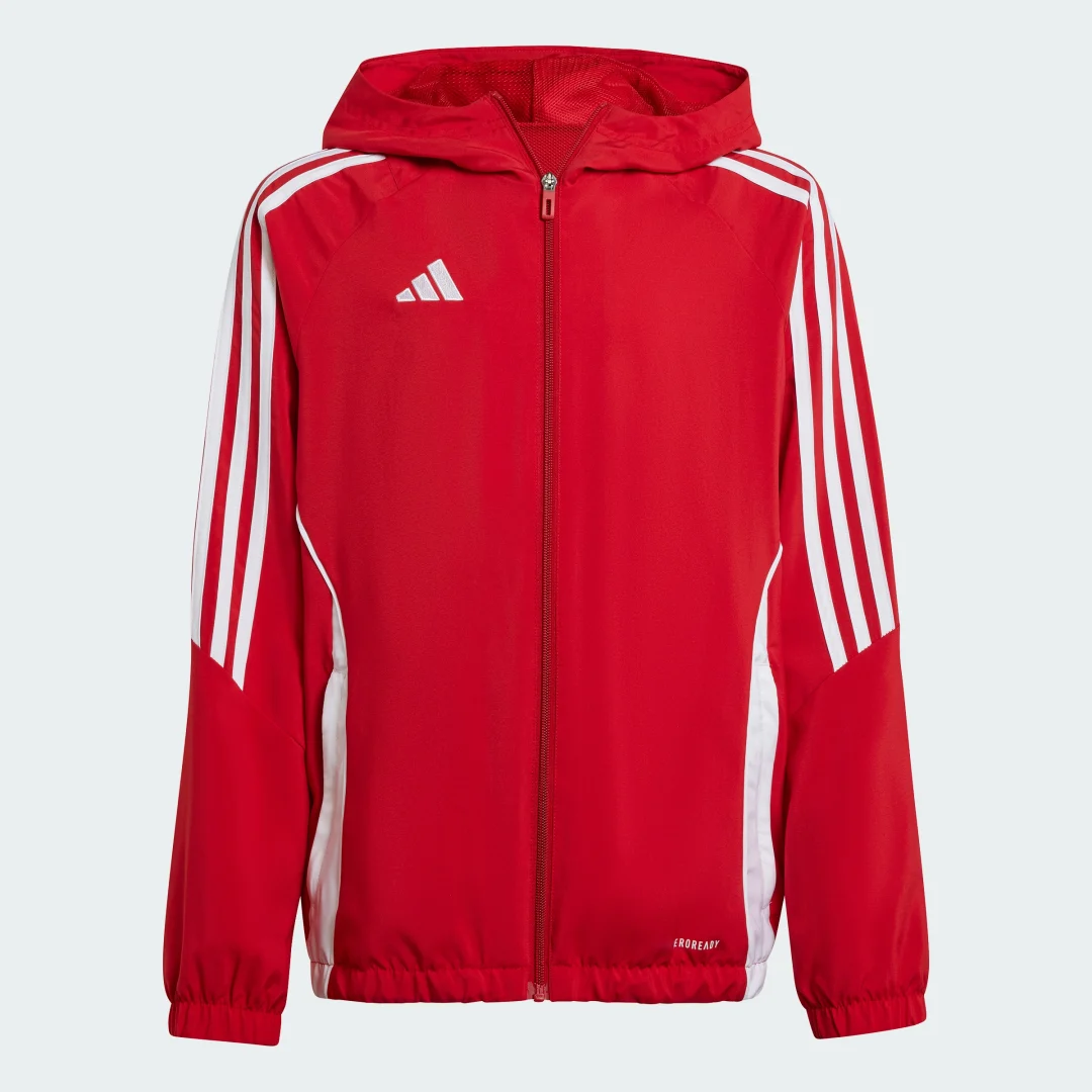 Detalle de Cortavientos Tiro 24 (Adolescentes) de Adidas — rojo, para temporada de entretiempo