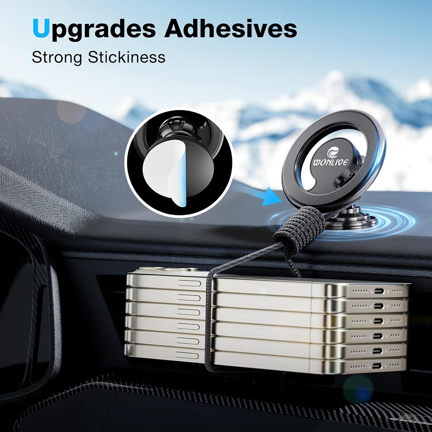 Thumbnail 3 de WONLIVE for MagSafe Car Mount (2-in-1 Vent & Dashboard) with 44 Strong N52 Magnets