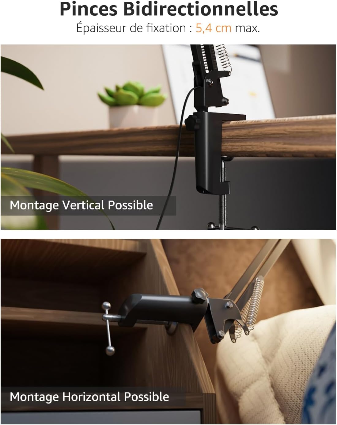Thumbnail 3 de Lepro Lampe de Bureau à pince, Lampe Pince E27 – Noir, Ventilation Nordique en Métal