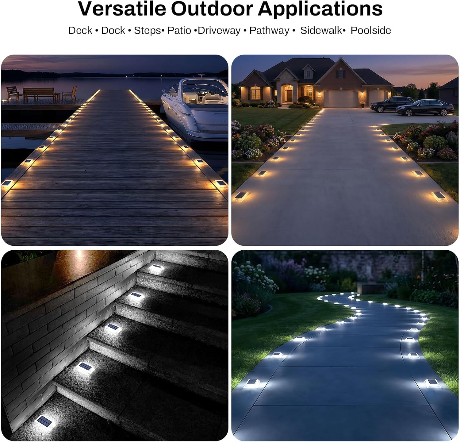 Thumbnail 6 de Lacasa Luci Solari Esterno Giardino 8 Pezzi – Segnapasso Solare 2 in 1, Bianco Caldo e Bianco Freddo, IP66