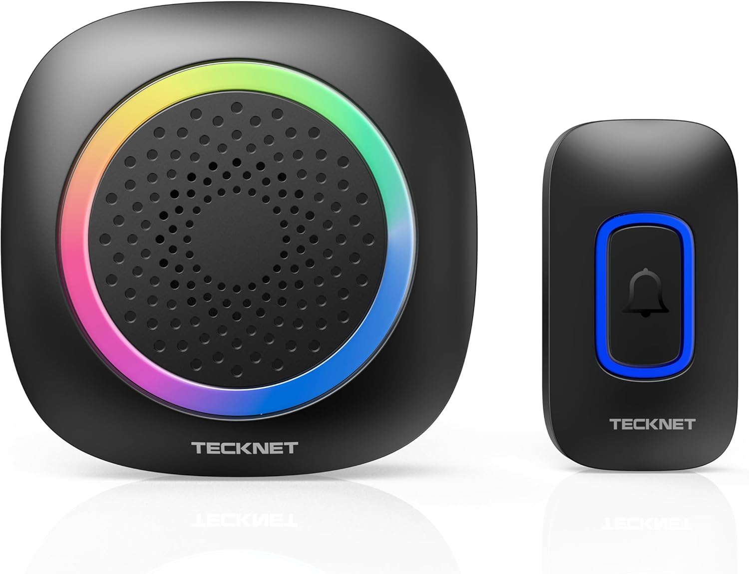 Detalle de TECKNET Funkklingel-Set (kabellos, batteriebetrieben) mit RGB-Licht, 60 Melodien und IP66