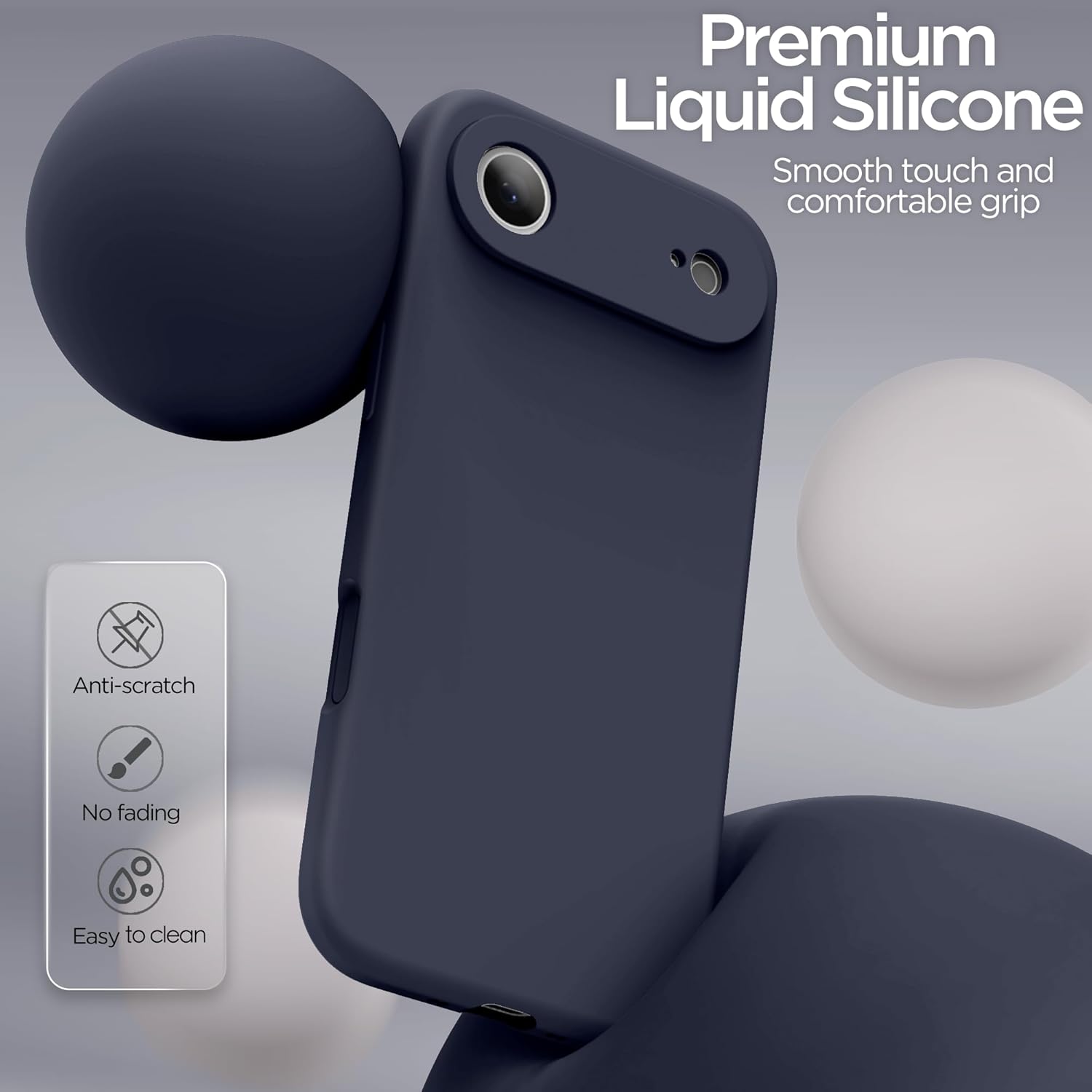 Thumbnail 3 de INGIDO for iPhone Air 6.5" (2025) liquid silicone case with camera protection, midnight blue