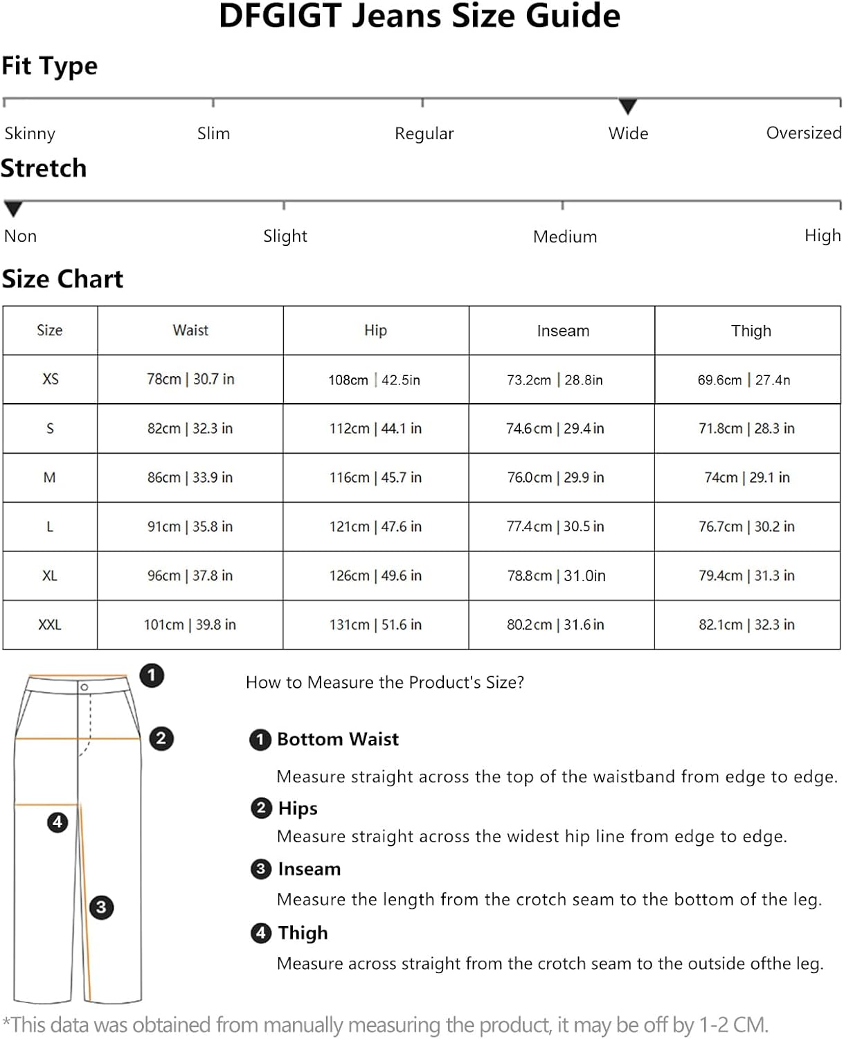 Thumbnail 5 de DFGIGT Men's Baggy Hip Hop Jeans Wide Leg Skater Denim Pants