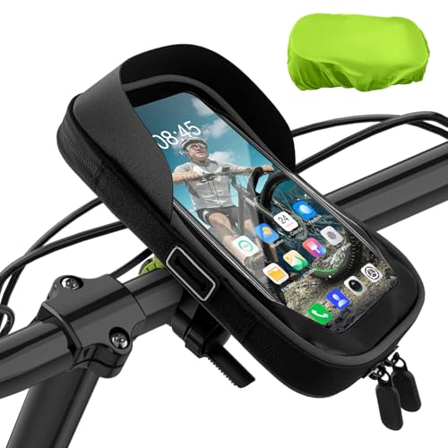 Detalle de CNMTCCO Support téléphone vélo jusqu’à 7 pouces, rotation 360° et housse de pluie