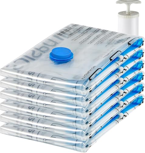 Detalle de Amazon Basics Jumbo Vacuum Compression Bags with Airtight Valve and Hand Pump (6-Pack)