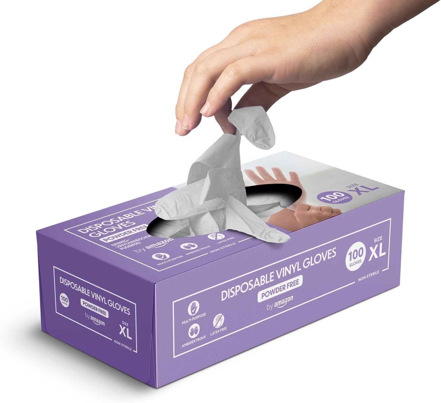 Thumbnail 2 de Gants jetables en vinyle sans latex taille XL – lot de 100 transparents by Amazon