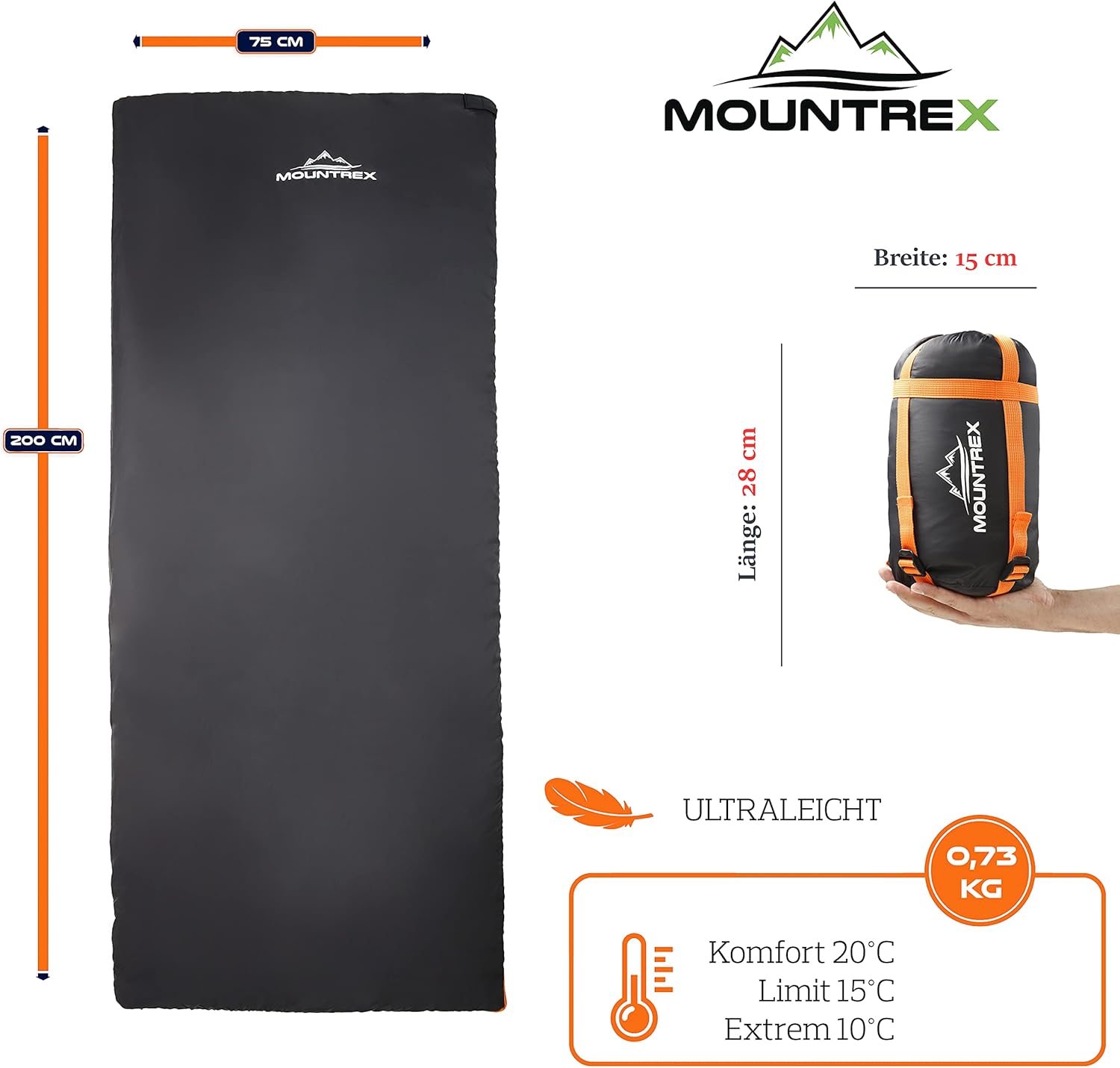 Thumbnail 1 de MOUNTREX Schlafsack – Ultraleicht, kompaktes Packmaß und vielseitig einsetzbar