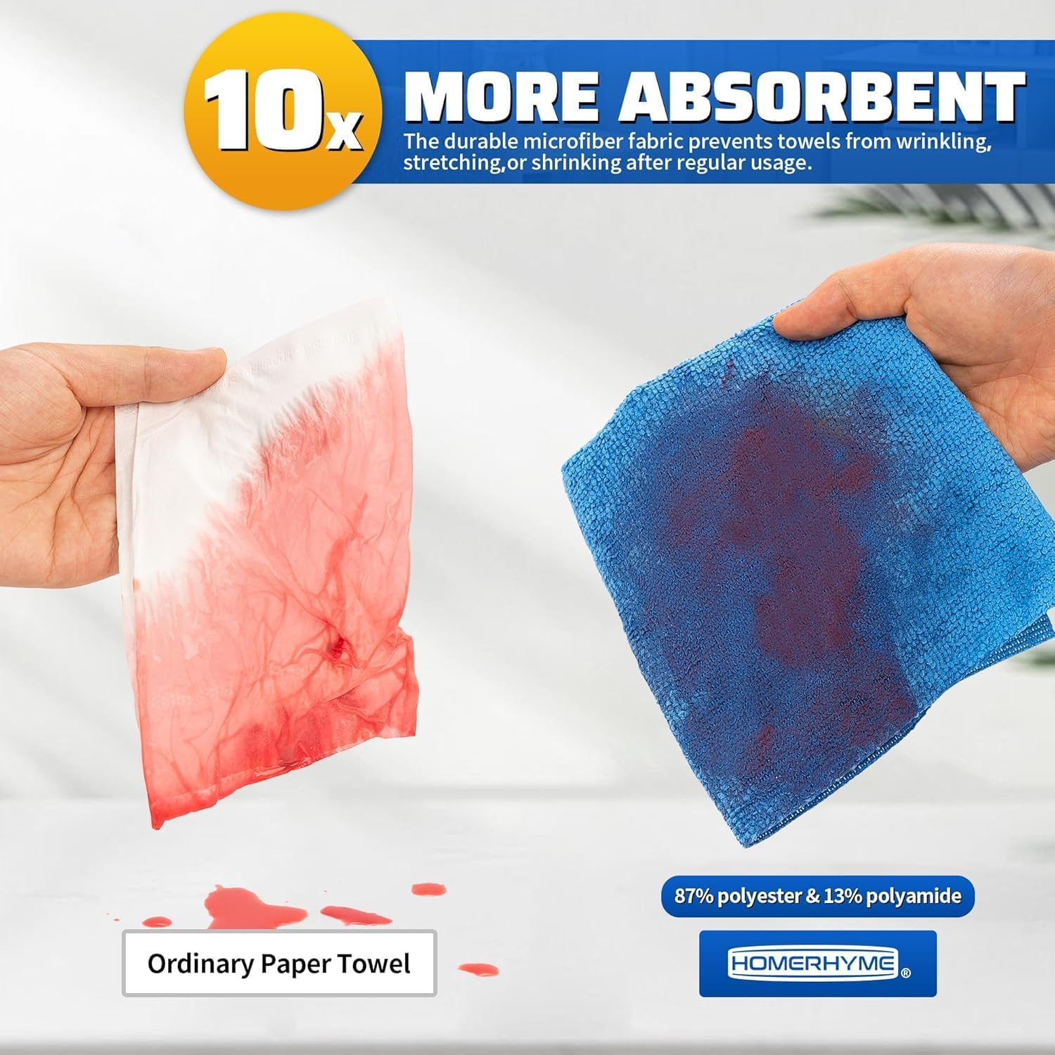 Detalle 2 de HOMERHYME HR25Y200PC-BU Microfiber Cleaning Cloths, 200-Pack, Blue