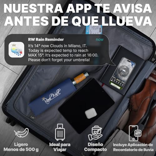 Thumbnail 5 de Royal Walk Paraguas de viaje plegable resistente al viento con mango de madera auténtica
