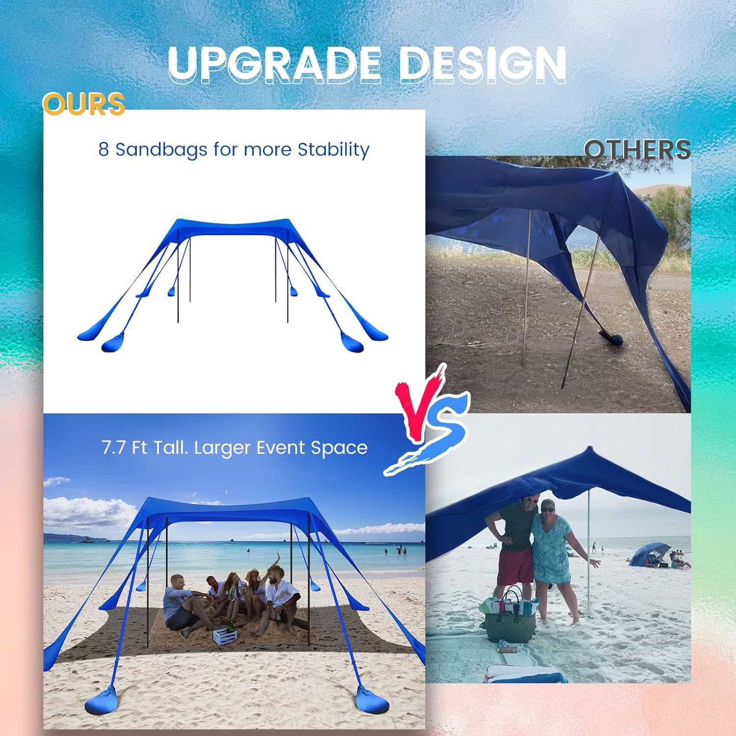 Thumbnail 6 de besuhot Beach Tent Sun Shelter 10x10FT: UPF 50+ Shade Canopy for Beach, Camping, and Outdoor Fun