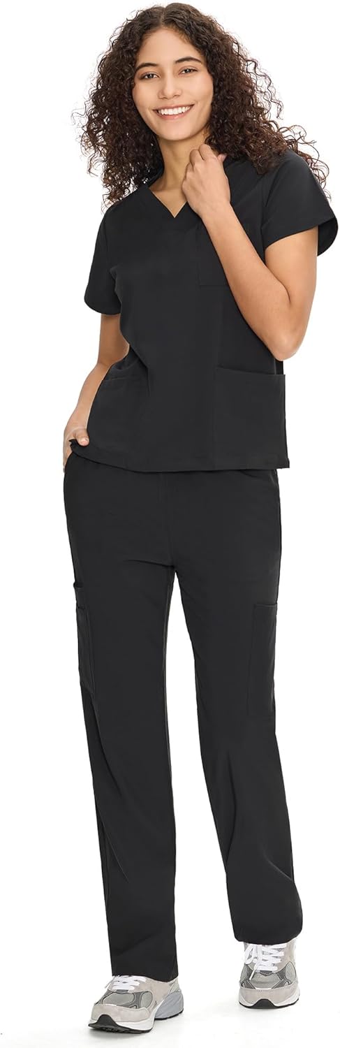 Thumbnail 2 de COZYFIT Women’s Scrubs Set (V-Neck Top & Straight Leg Pants) with 9 Pockets