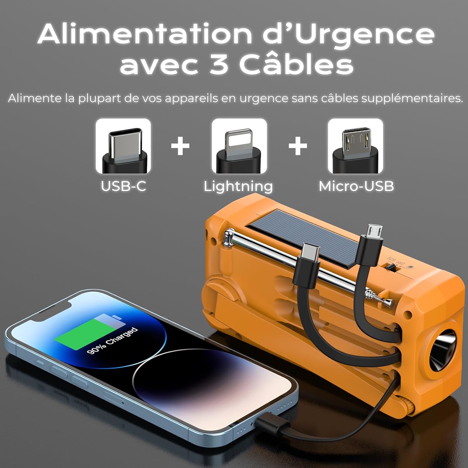 Thumbnail 2 de PRUNUS J-366 Radio à Pile Survie: Radio Portable d’Urgence à Manivelle avec Batterie 2000mAh et SOS