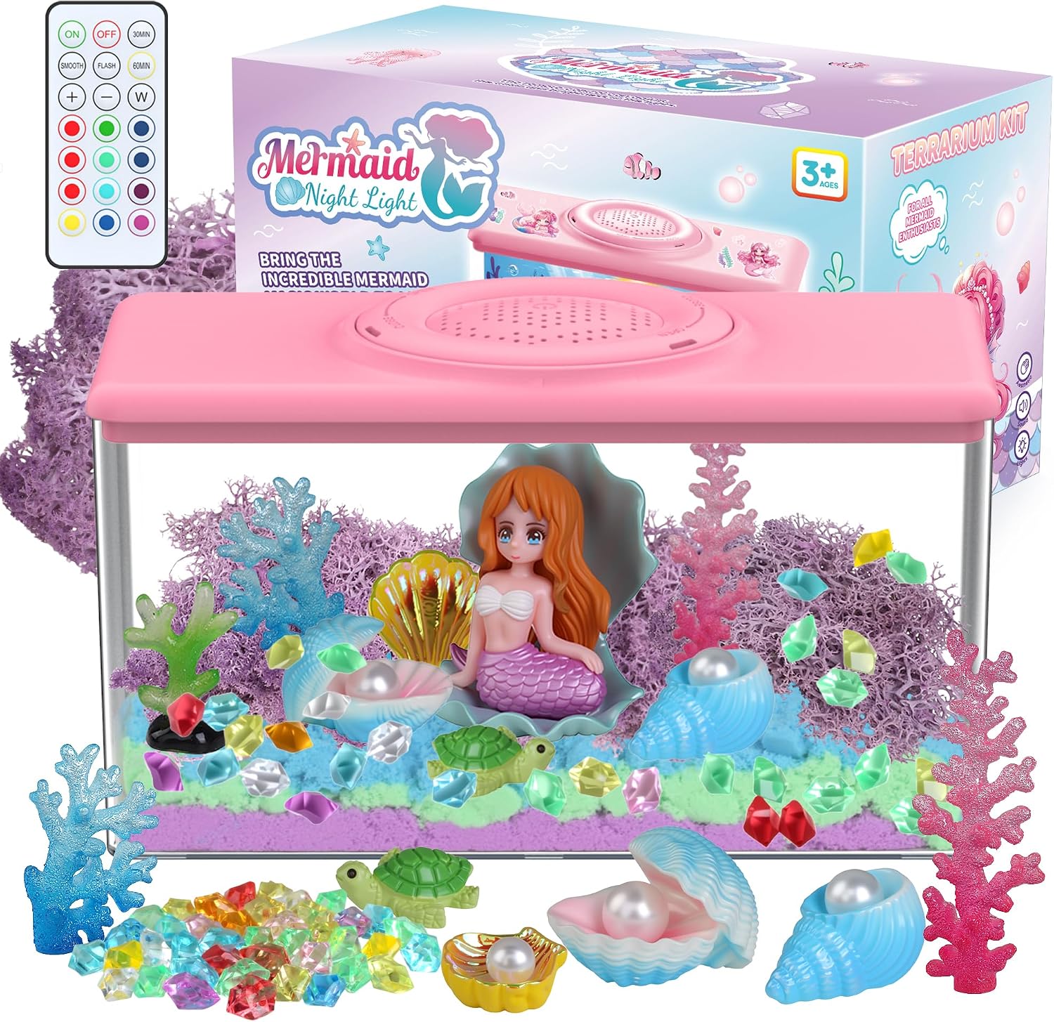 Detalle de Mermaid Terrarium Craft Kit for Kids: DIY Arts & Crafts with LED Night Light and Remote