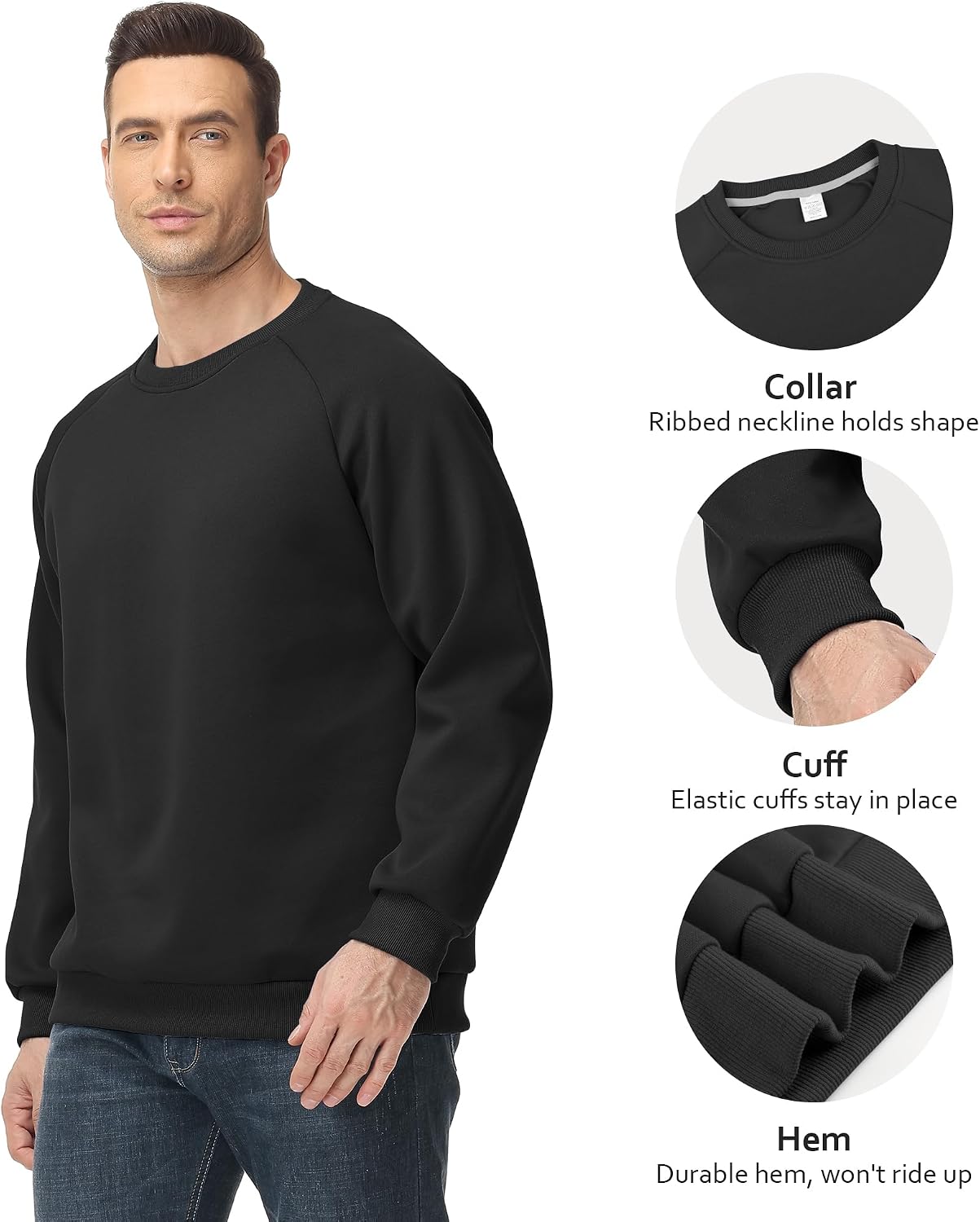 Detalle de Pepypey Men's Crewneck Sweatshirt Cotton