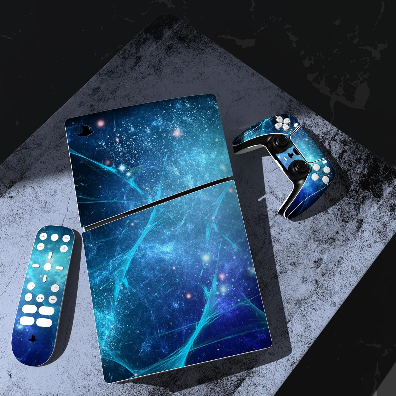 Thumbnail 4 de playvital Full Set Skin Sticker for PS5 Slim Digital Edition (New Smaller Design) – Blue Nebula