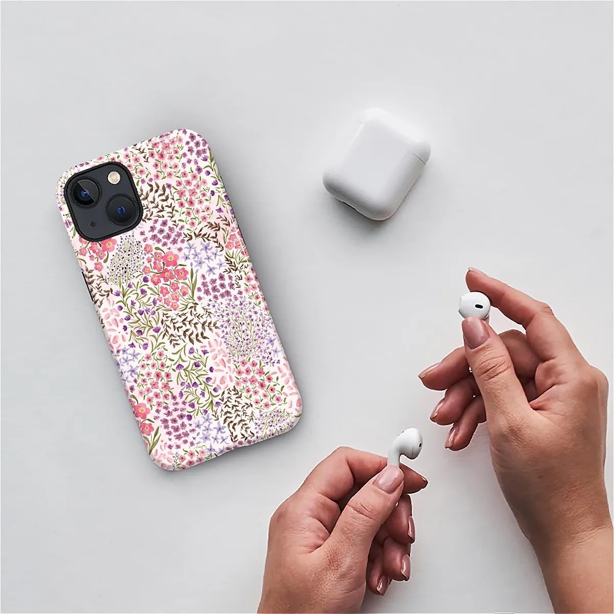 Thumbnail 6 de Yesad iPhone 15 Plus Case, Dual-Layer TPU and PC, Pink Flowers Garden