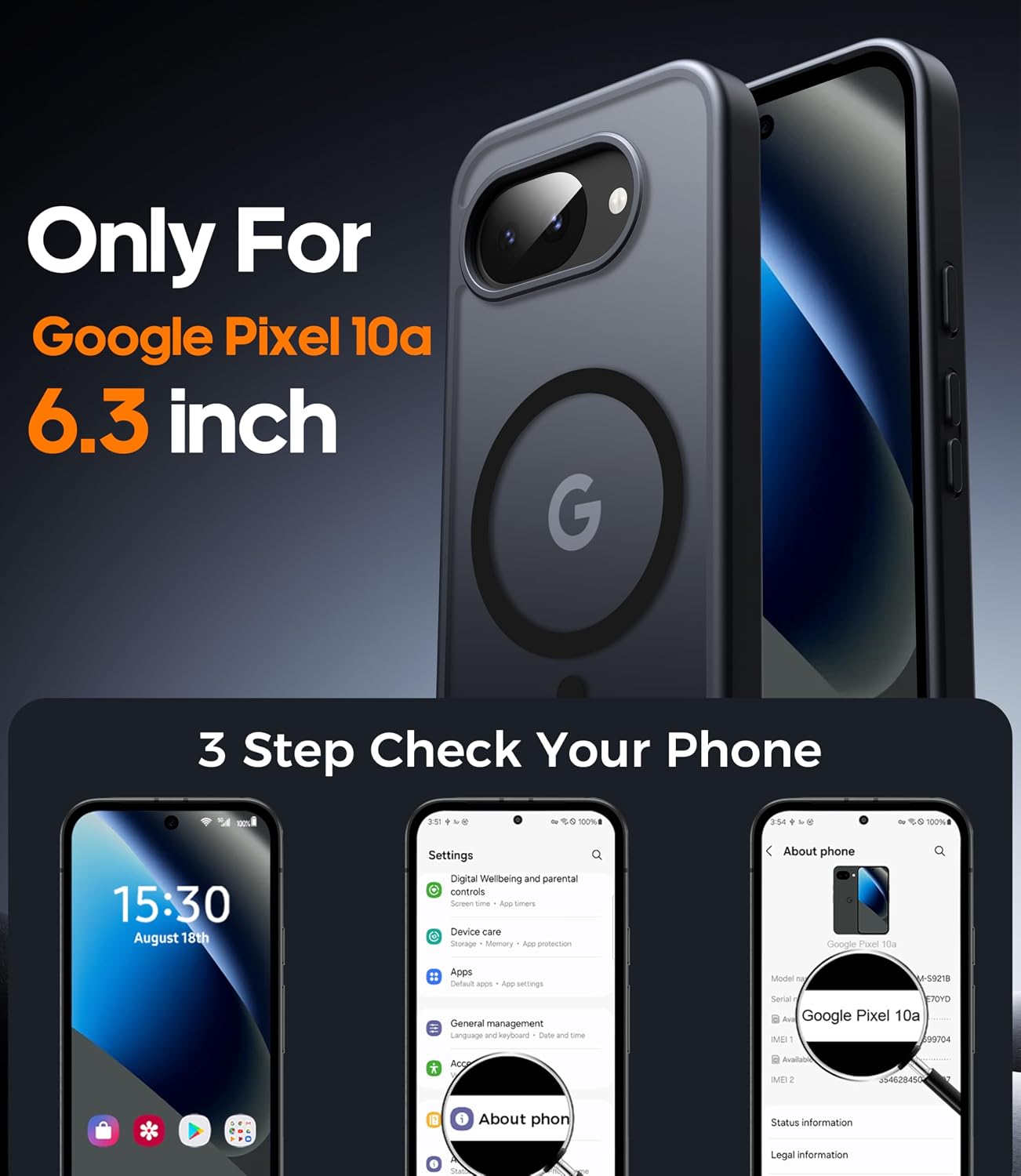 Thumbnail 1 de Opkiegrn Pixel 10a case 2 screen protectors