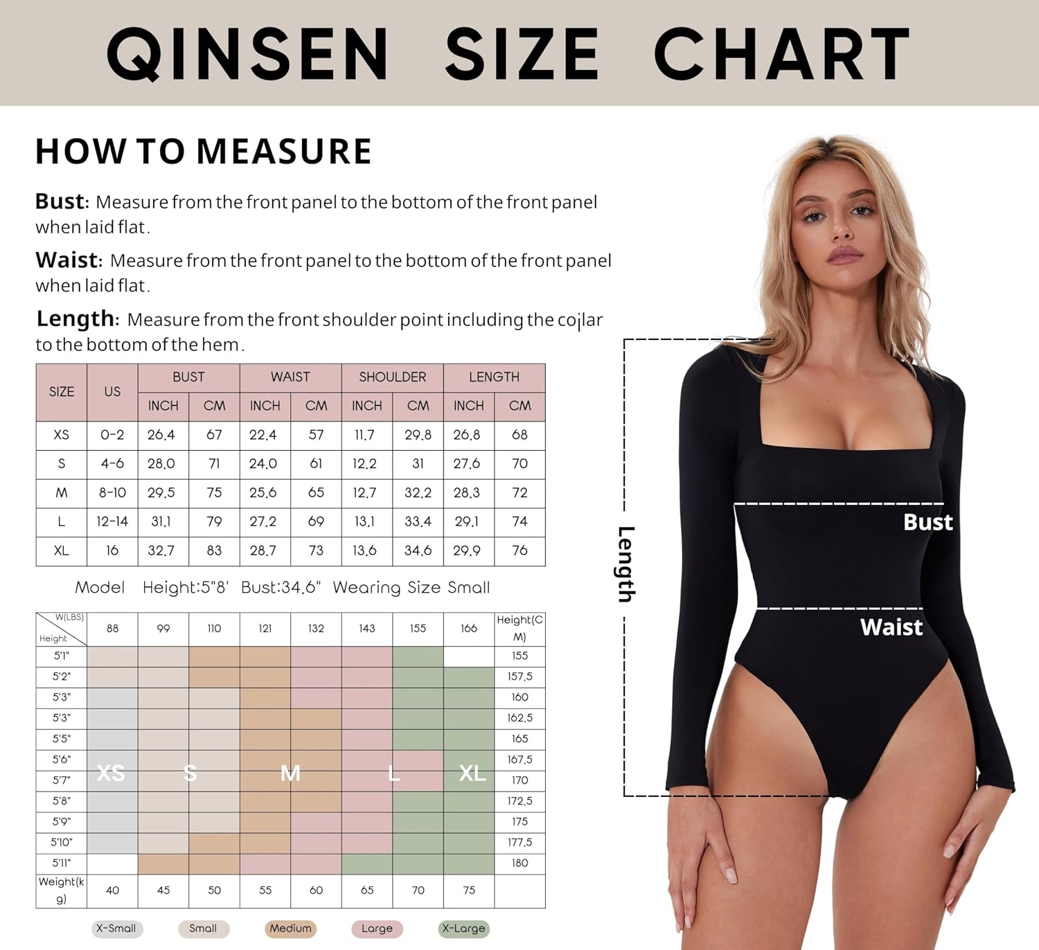 Thumbnail 4 de QINSEN Women's Sexy Square Neck Bodysuit