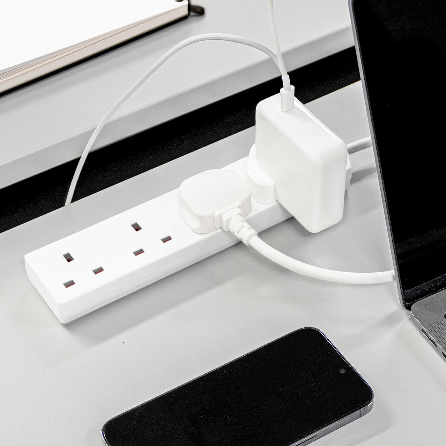 Thumbnail 6 de DESIRETECH White Electric Extension Lead 4-Gang, 5m (Wall-Mountable UK Plug, Surge Protection)