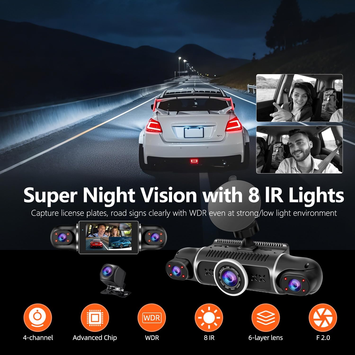 Thumbnail 4 de 360° Dash Cam 4-Channel 2K+1080P with 64GB
