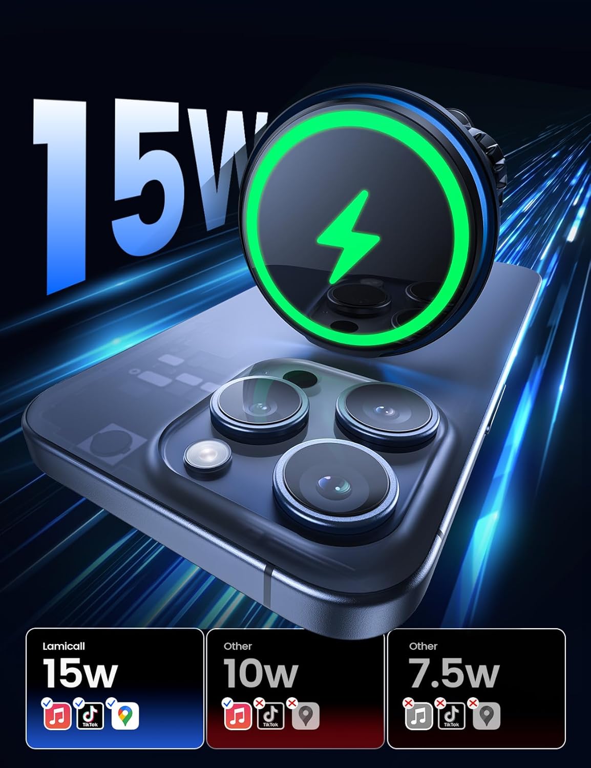 Thumbnail 1 de Lamicall N55 MagSafe Car Charger 15W