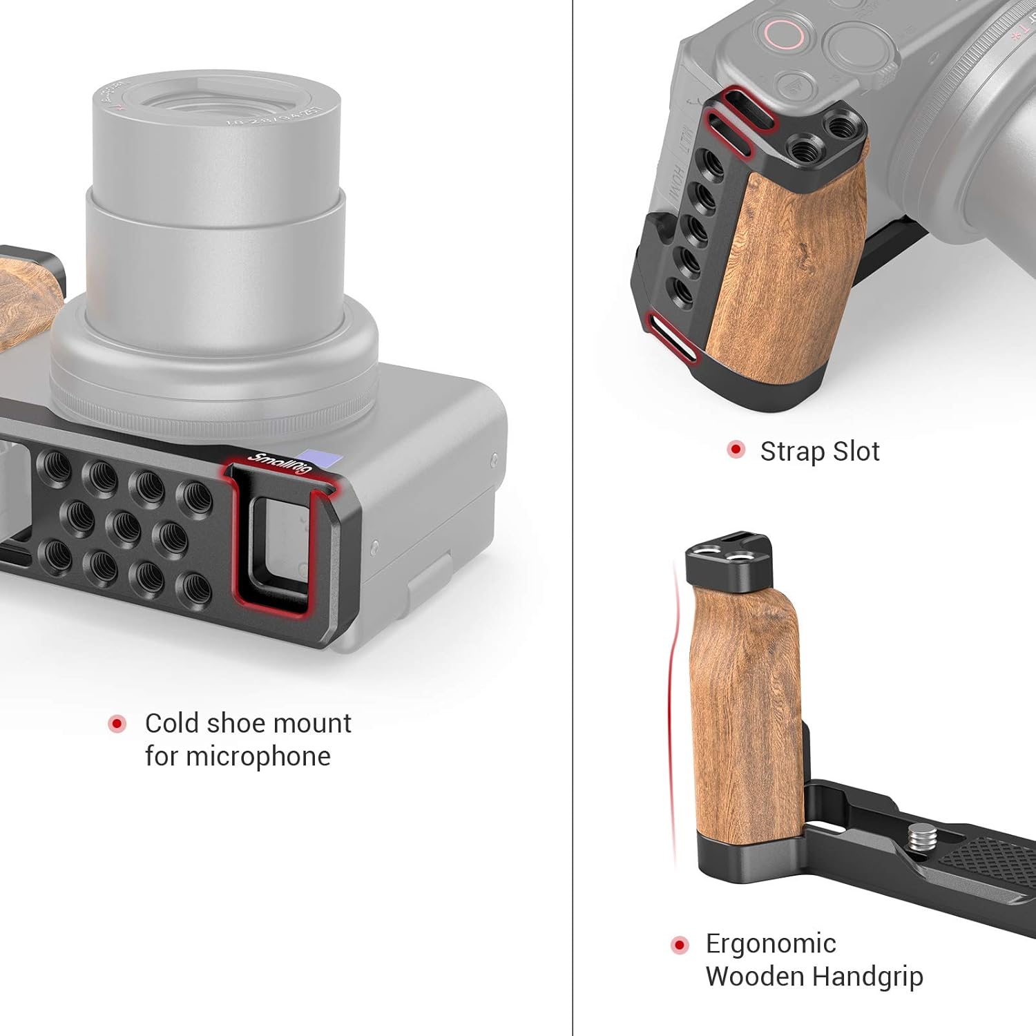 Thumbnail 5 de SMALLRIG L-Platte (L-Bracket) 2936 mit Holzgriff für Sony ZV1