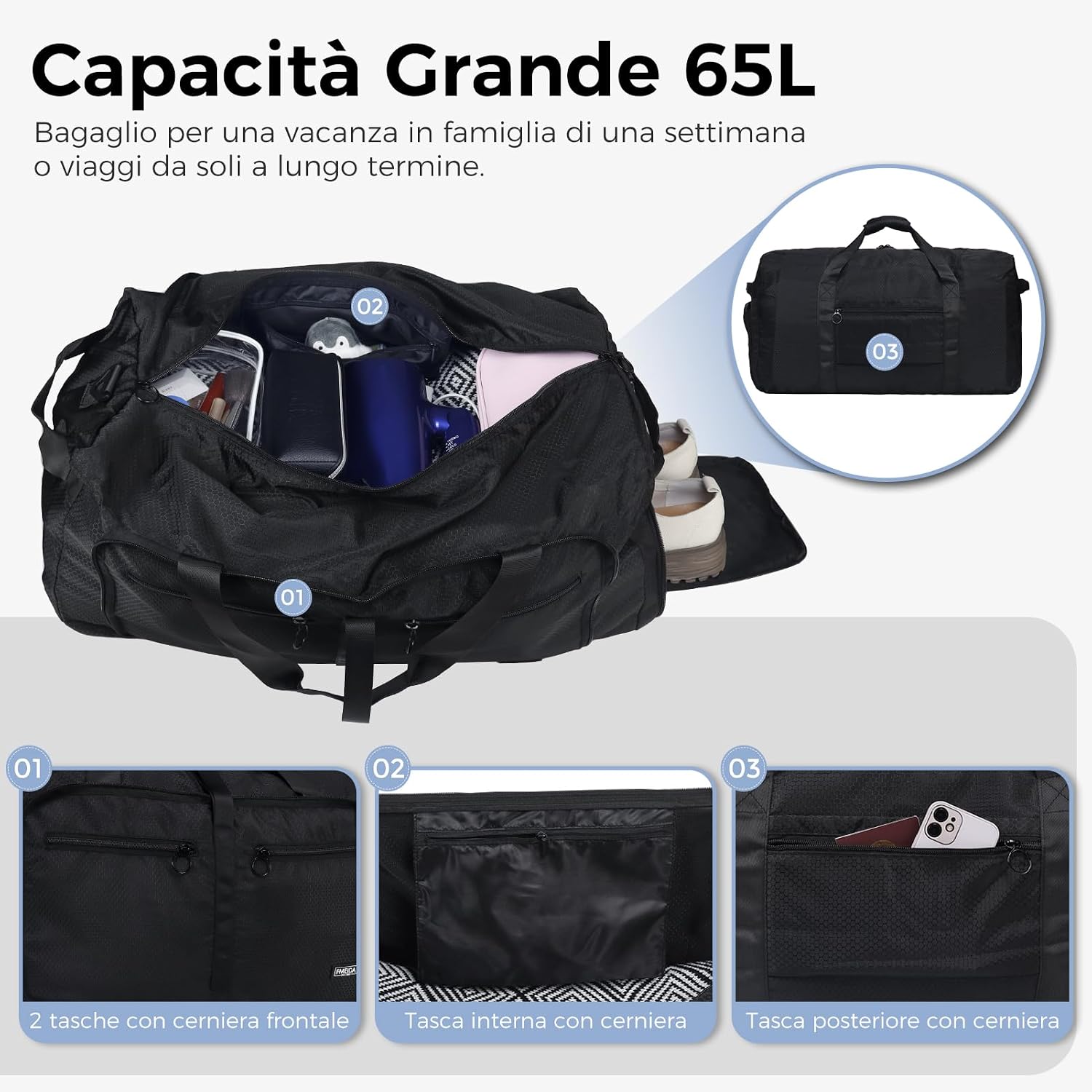 Thumbnail 2 de Fmeida 65L Borsone da viaggio unisex con scomparto scarpe