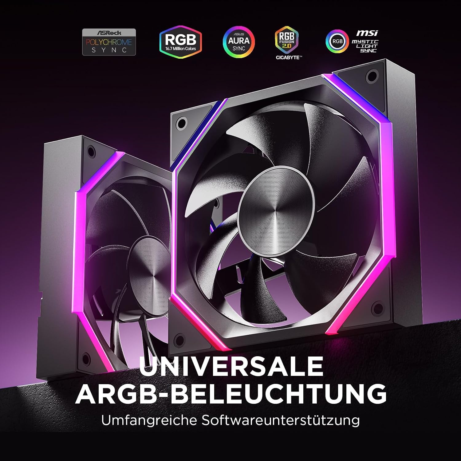 Detalle de AsiaHorse Nyota RGB Gehäuselüfter 120 mm (3er-Set) – ARGB 5V 3-Pin & PWM 12V 4-Pin