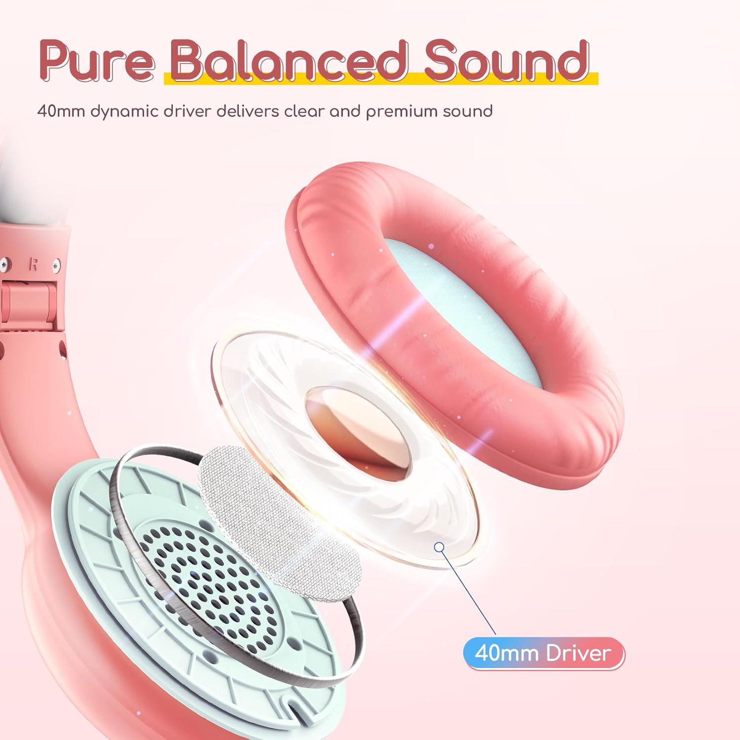 Detalle 2 de EarFun Kinder Kopfhörer mit Kabel – Lautstärkebegrenzer 85/94 dB, faltbar & Over-Ear