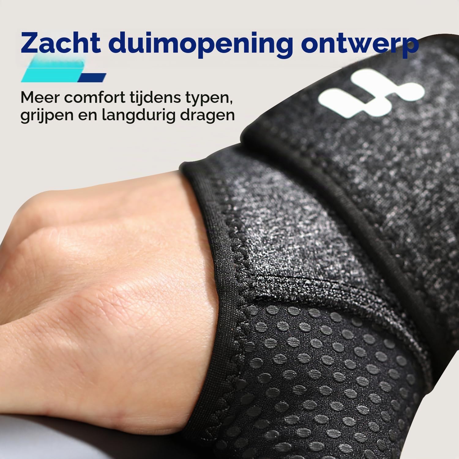 Thumbnail 2 de Fitomo SKPW4 polsbandages met duimopening, verstelbaar en zwart
