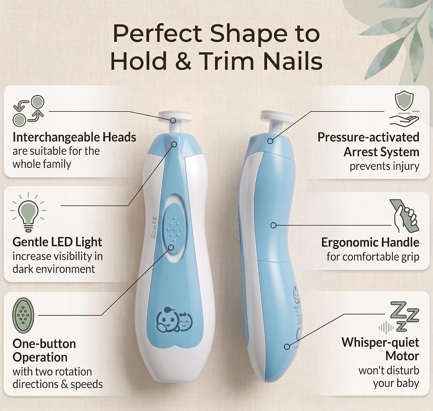 Detalle 2 de Royal Angels 21-in-1 Baby Nail Trimmer with LED Light and Labeled Case