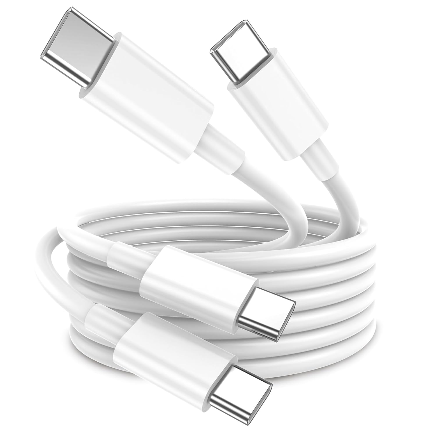 Detalle de USB C to USB C Cable (2-Pack, 10FT) — 240W Long Fast Charging, PD 3.1/EPR, E-MARK Safe Chip, White
