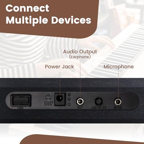 Detalle de COSTWAY 61 Key Keyboard Piano: Portable Digital Piano for Beginners (Black)