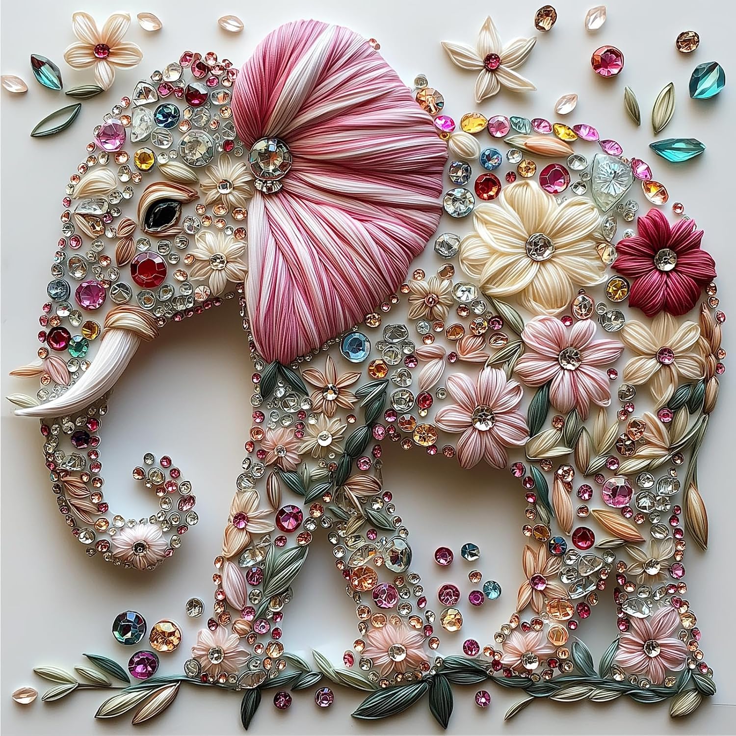 Detalle de Elephant Jigsaw Puzzles for Adults: 500 Pieces Colorful Crystal Flower Design (20x20)