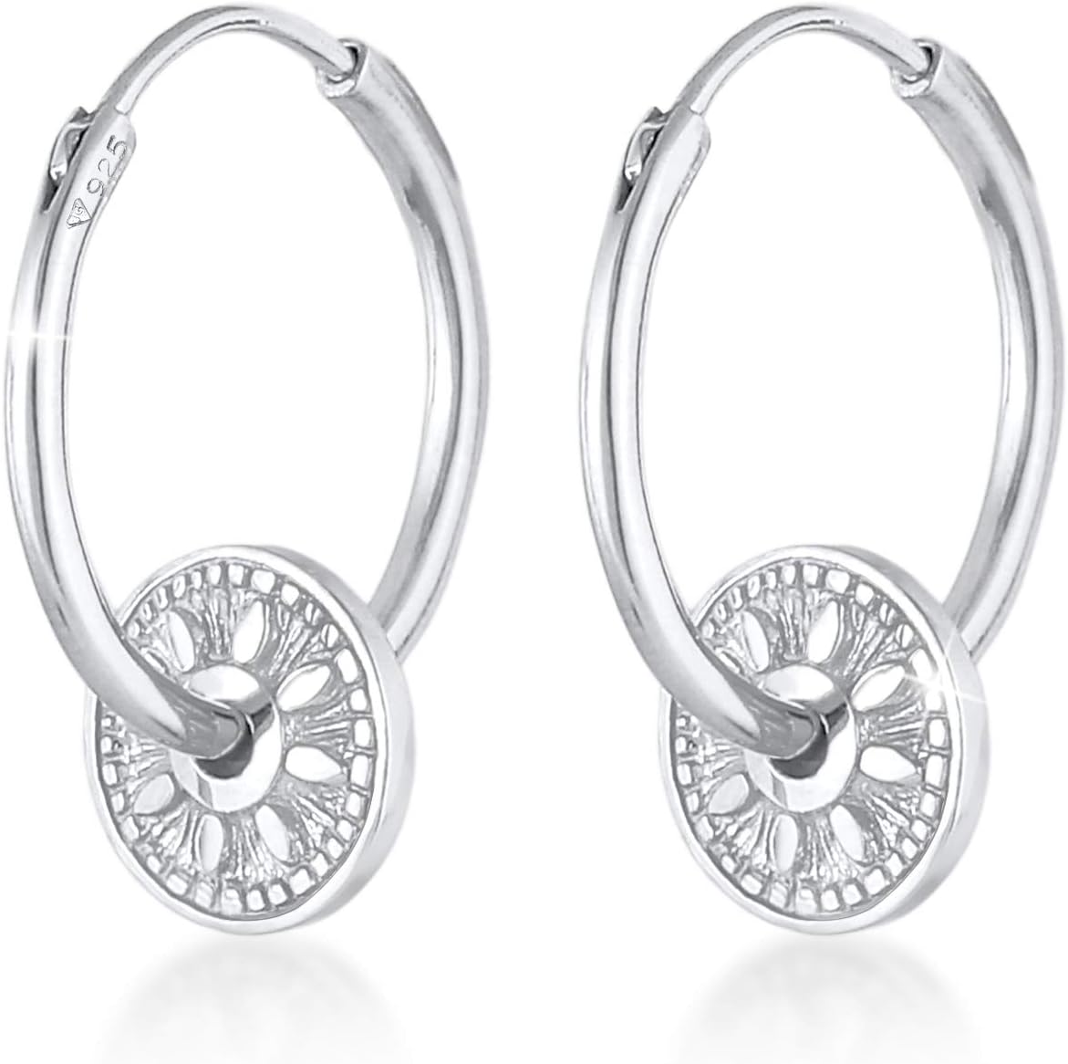 Detalle de Elli Ohrringe Creolen Coin Silber 925
