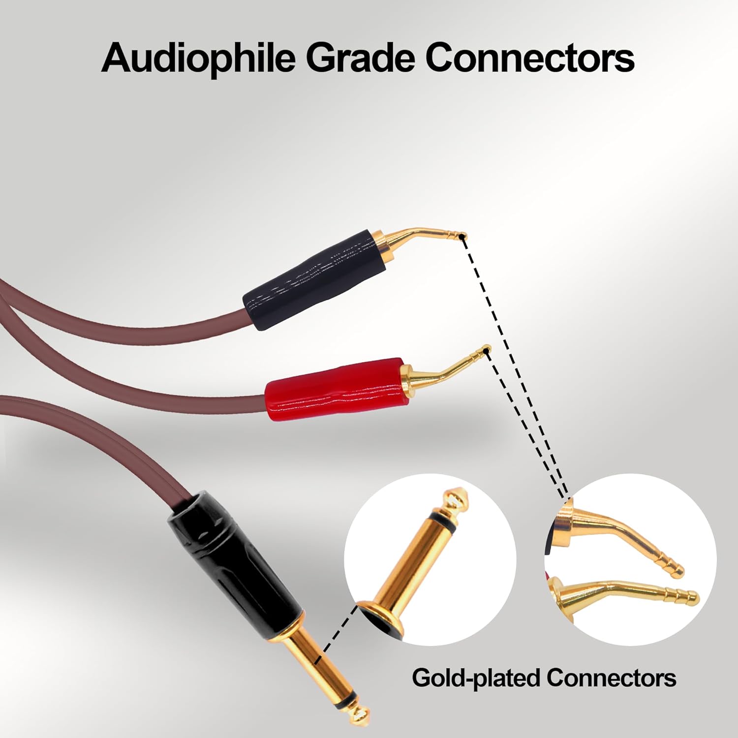 Detalle de YARCHONN 1/4 TS to Banana Pin Type Plug Speaker Cable — 2M (6.6FT), Premium OFC Audio Cord