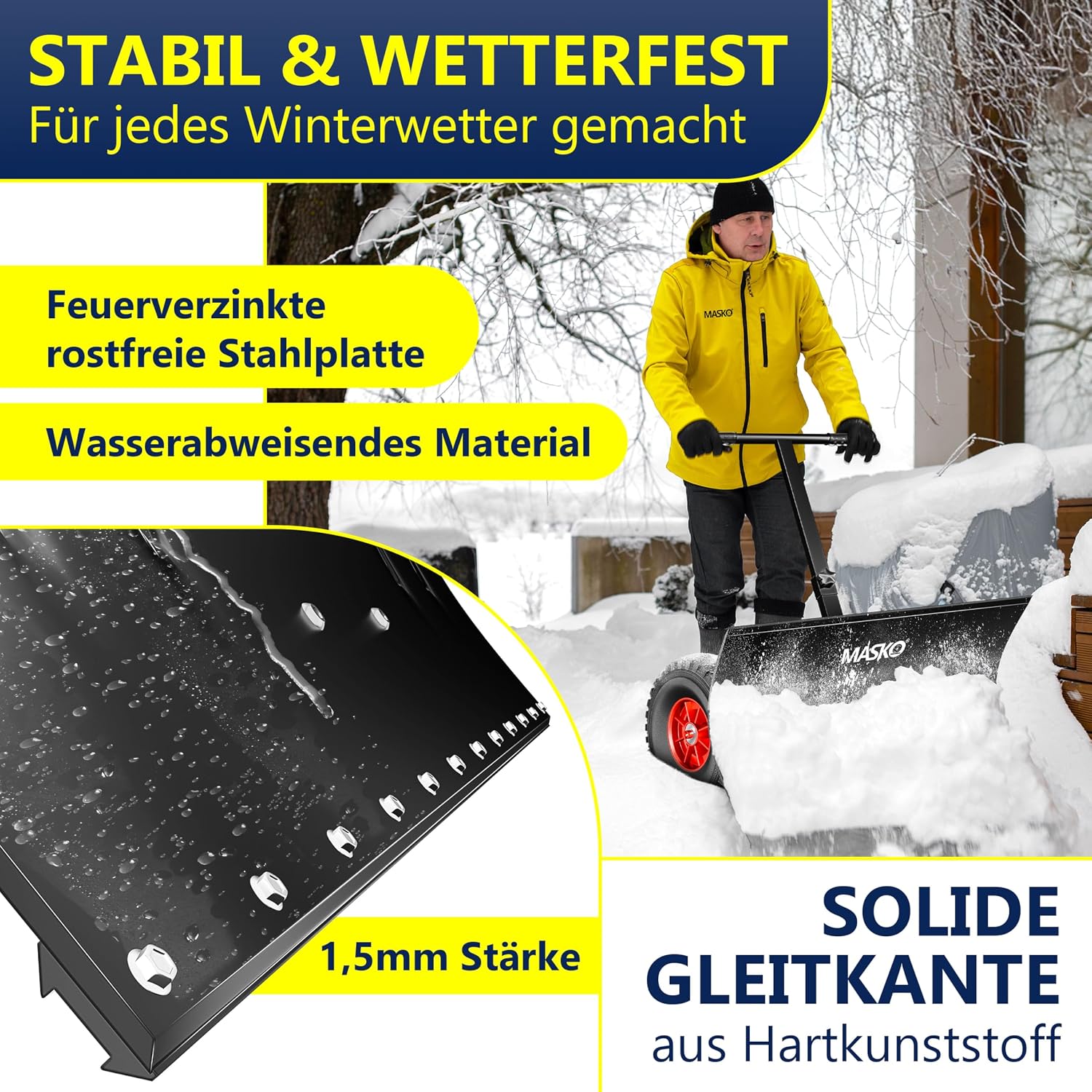 Thumbnail 5 de Masko Schneeschaufel höhenverstellbar 75 cm Schneeschieber ⛄