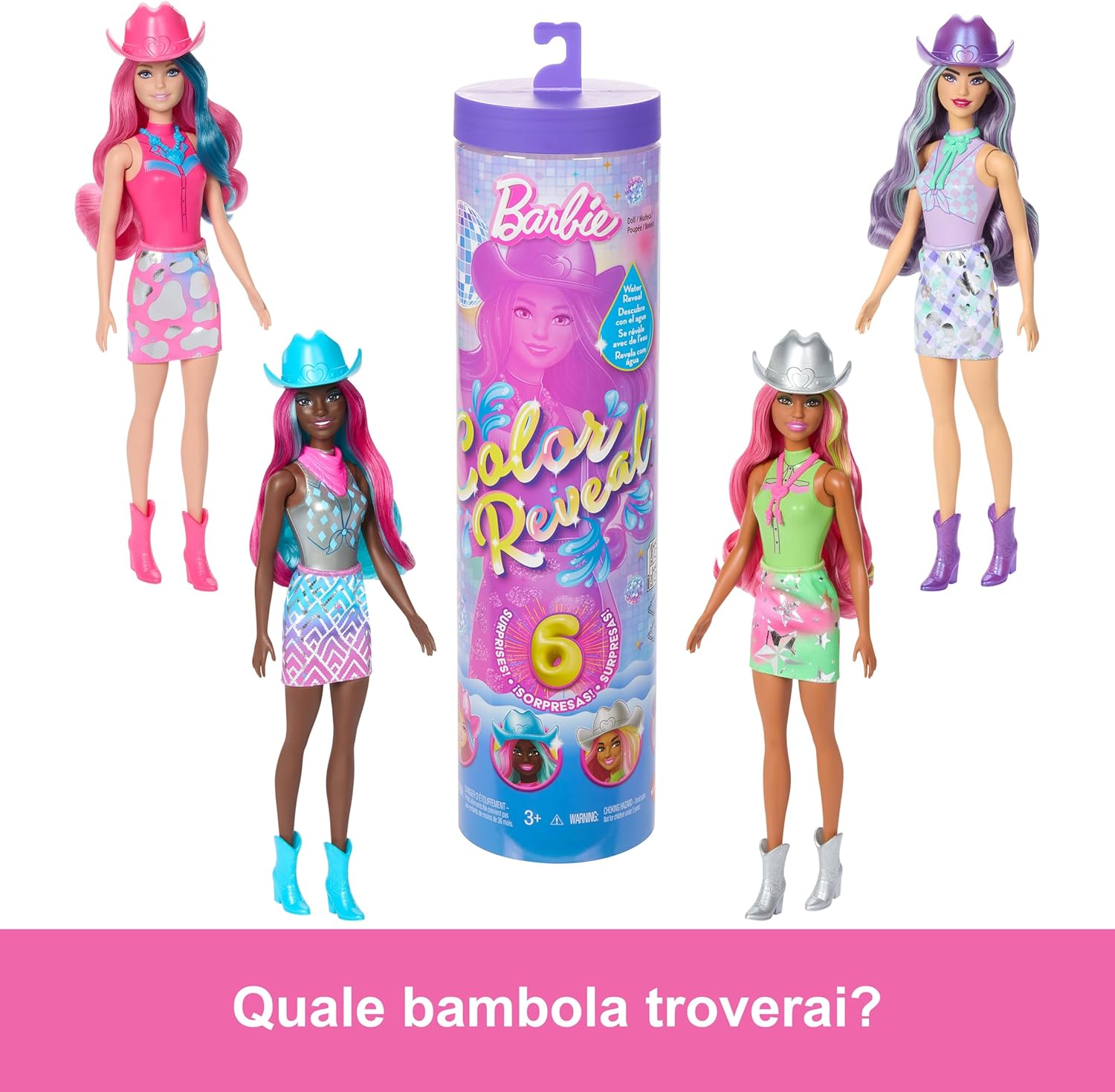 Detalle de Barbie Color Reveal Serie Country Chic — Bambola a sorpresa con rivestimento scintillante e 6 accessori