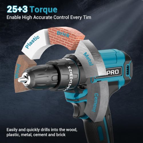 Detalle 2 de MHPRO Trapano avvitatore a batteria 21V con percussione, 42 Nm e accessori