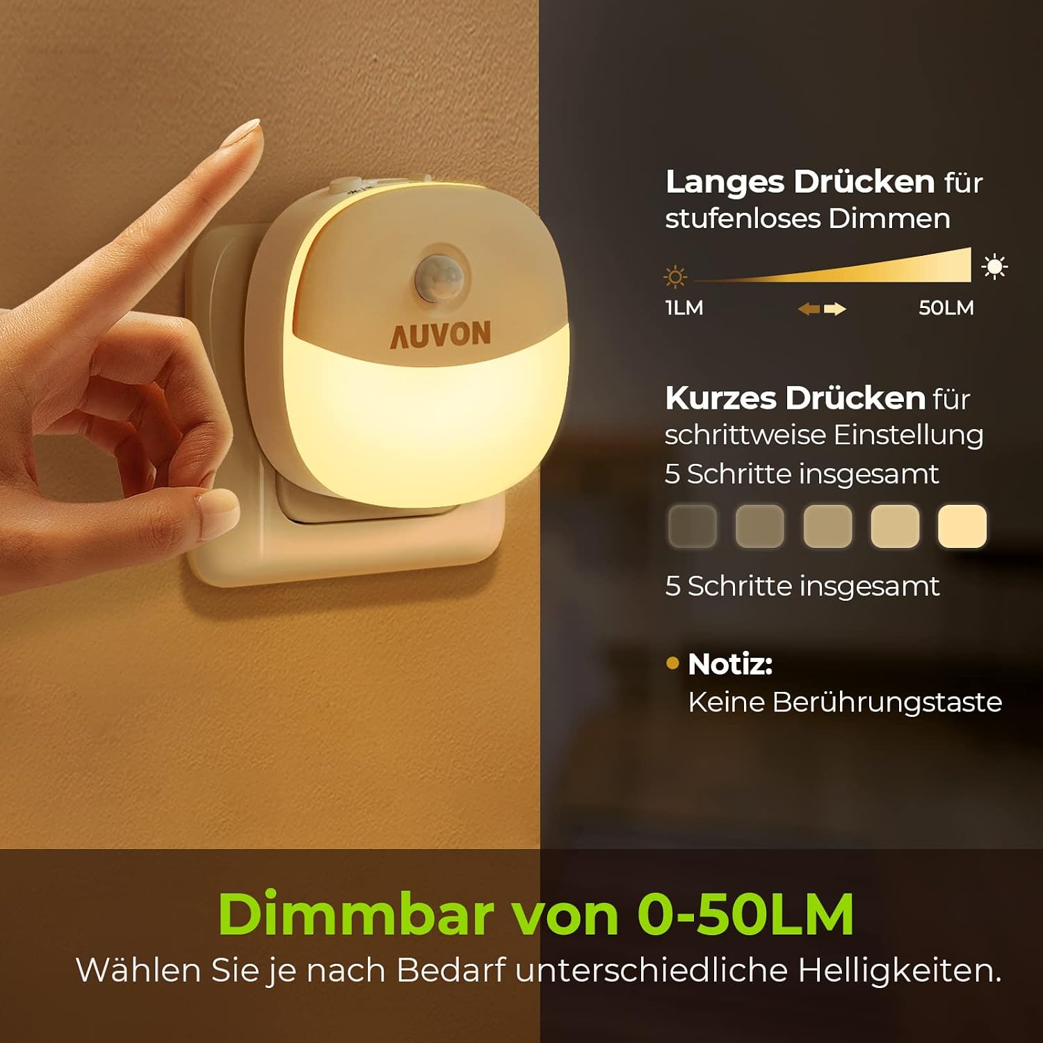 Thumbnail 4 de AUVON Nachtlicht Steckdose 1-50 lm 🌙