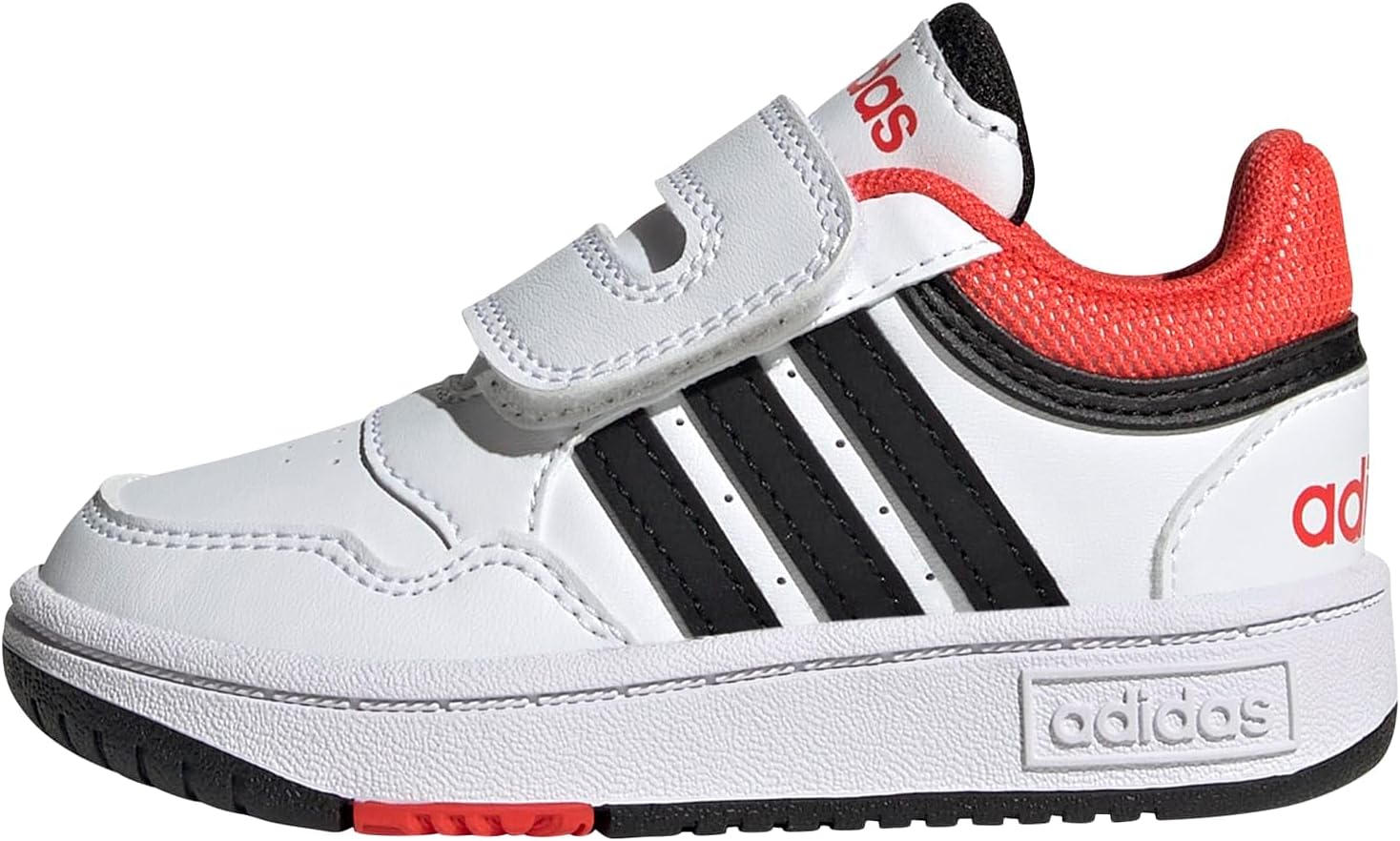 Detalle de Adidas Originals Boys Hoops Shoes – Cloud White, Core Black, Bright Red (5 UK)