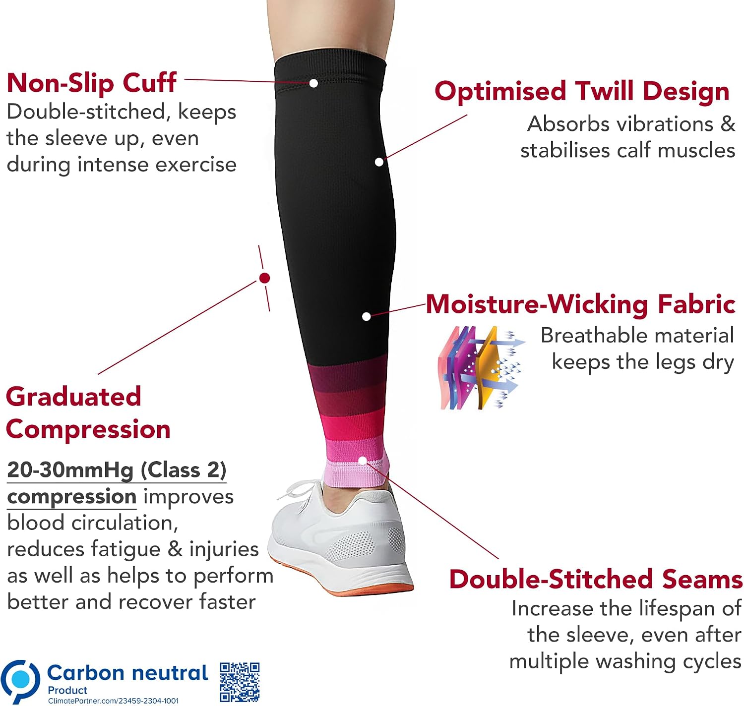 Thumbnail 1 de aZengear Calf Compression Sleeves (L–XL) for Shin Splints, Calf Support & Muscle Cramps – Pink/Black
